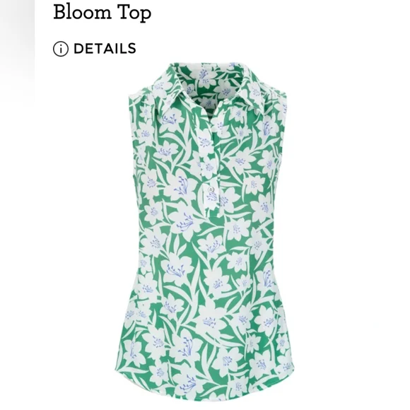 CAbi Bloom Top, Floral Green and White Sleeveless Size XL - Picture 1 of 7